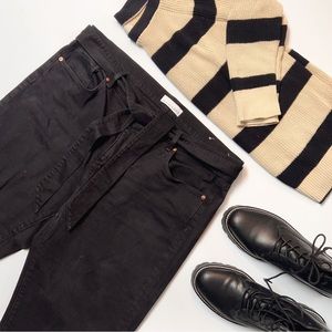 LOFT Tie-waist Black Jeans